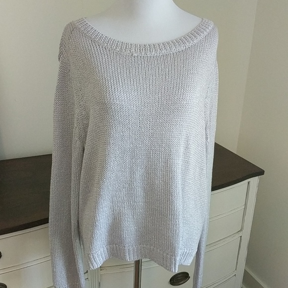 Divided Sweaters - Slouchy sparkly silver gray sweater